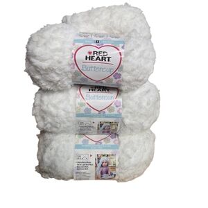Red Heart Buttercup DISCONTINUED “White” - New Lot Of Seven Skeins Crochet Knit